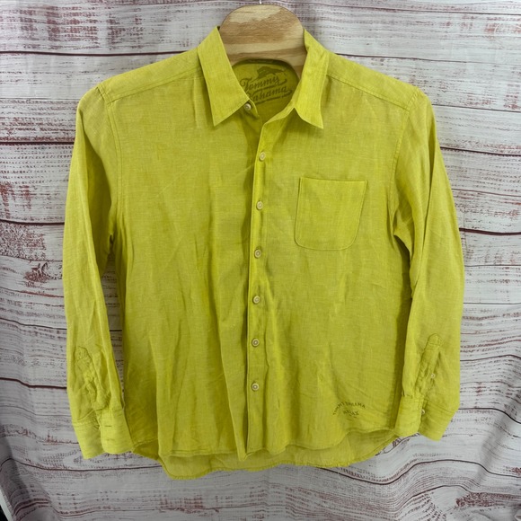 Tommy Bahama Other - Tommy Bahama Relax Shirt  Mens XL Yellow Linen Long Sleeve Button Up Vacation